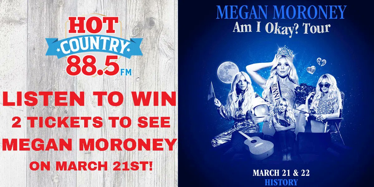 It's a Megan Moroney winning weekend! Listen TODAY until Sunday for your chance to win 2 tickets to her March 21st show <a href="/HistoryToronto/">History</a> 

Once you hear the cue to text between 10 am - 11 am, 2 pm - 3 pm, 6 pm - 7 pm, text "Megan" and your name to 1-877-505-3692