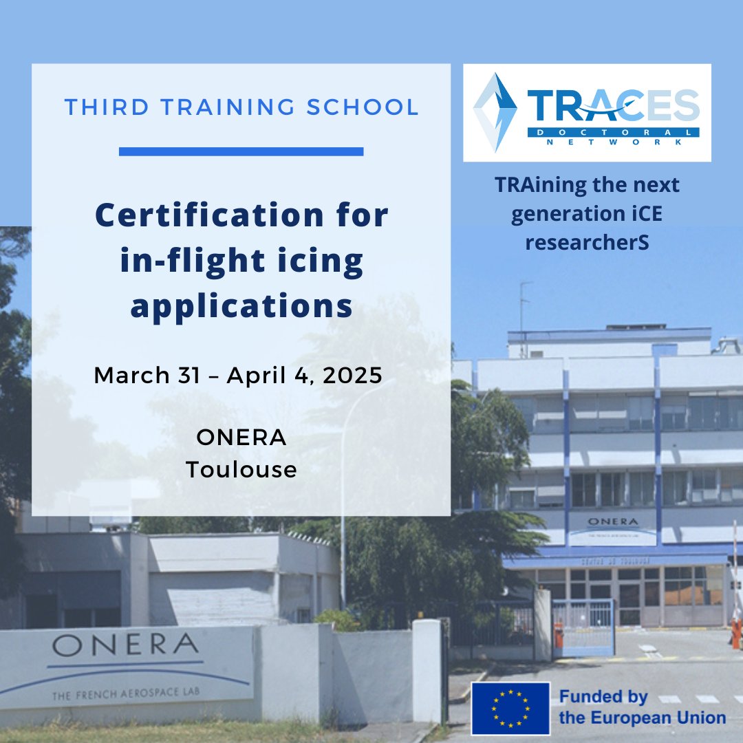 TRACES_DNJD's tweet photo. TRACES Third #training school ❄️
📍Toulouse, @onera_en
📅 Mach 31– April 4, 2025
🔍 Aeronautical applications, design and certification
✨5 public lectures
✨DRs’ presentations (Mon &amp; Tue) 
✨Research visits to ONERA’s testing facilities
#TRACES_DNJD #MSCA #DNJD @EUScienceInnov https://t.co/svBhg886cB