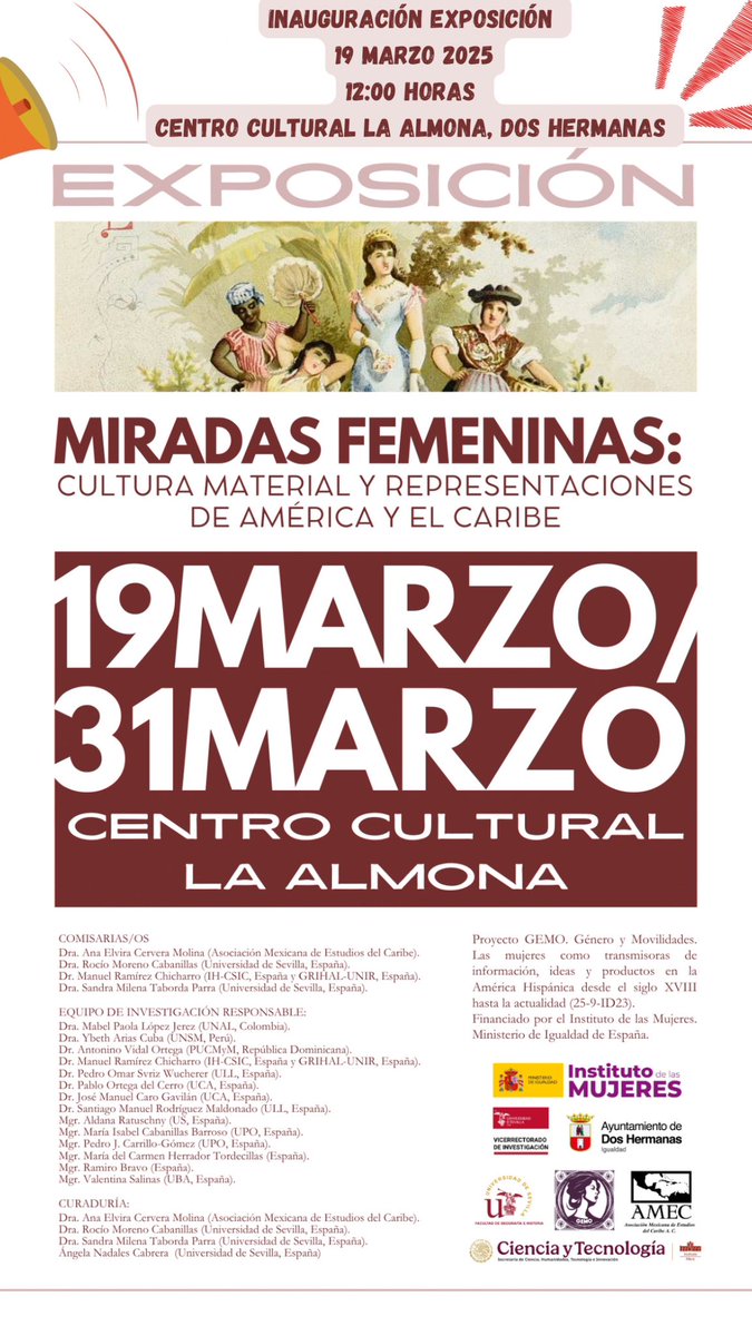 Proyecto GEMO. Género y movilidades. (@proyectogemo) on Twitter photo 📣Inauguración exposición Miradas Femeninas el 19 de marzo a las 12 horas en el Centro Cultural La Almona en Dos Hermanas‼️Gracias a <a href="/igualdad2h/">Igualdad Dos Hermanas</a>
por hacernos formar parte de la programación del mes de la mujer de <a href="/aytodoshermanas/">Ayuntamiento de Dos Hermanas</a> con nuestra exposición. #8M 📣Inauguración exposición Miradas Femeninas el 19 de marzo a las 12 horas en el Centro Cultural La Almona en Dos Hermanas‼️Gracias a <a href="/igualdad2h/">Igualdad Dos Hermanas</a>
por hacernos formar parte de la programación del mes de la mujer de <a href="/aytodoshermanas/">Ayuntamiento de Dos Hermanas</a> con nuestra exposición. #8M