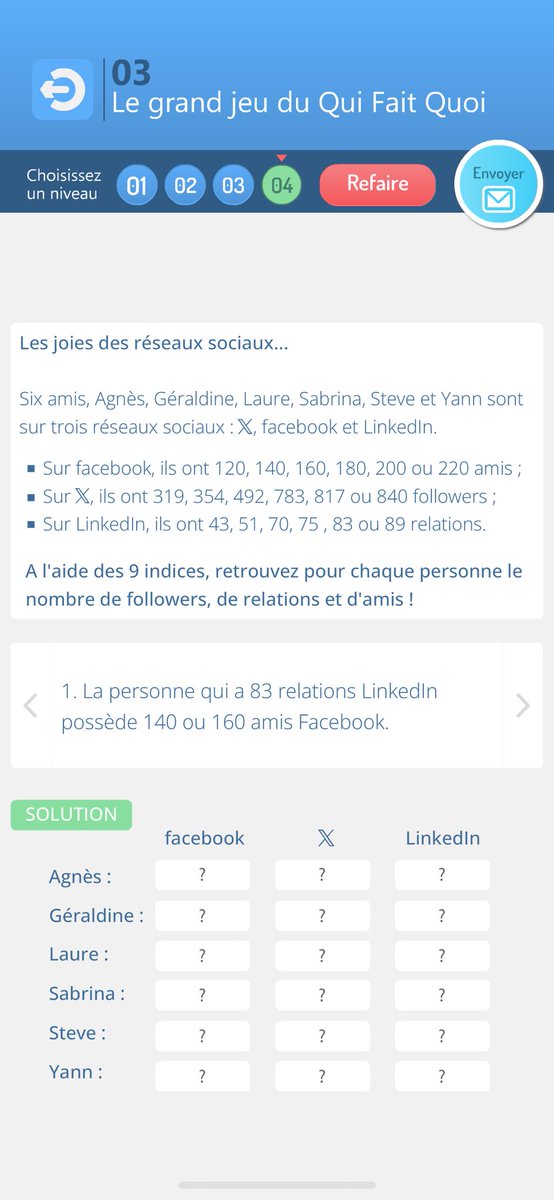 Semaine des Maths :  Jour 3 avec l'#appli_maths SDM 2025.
(Le niveau 4 fait exploser le nombre de mails reçus 😅)