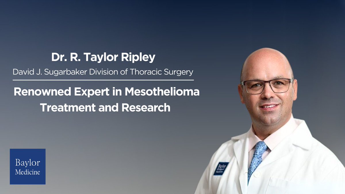 BCM_Surgery (@bcm_surgery) on Twitter photo Dr. R. Taylor Ripley, Director of the Mesothelioma Treatment Center at <a href="/bcmhouston/">BCMHouston</a> and Meyer-DeBakey Chair in Investigative Surgery, is at the forefront of advancing mesothelioma research and treatment, improving care for patients every day. A highly regarded thoracic surgeon and Dr. R. Taylor Ripley, Director of the Mesothelioma Treatment Center at <a href="/bcmhouston/">BCMHouston</a> and Meyer-DeBakey Chair in Investigative Surgery, is at the forefront of advancing mesothelioma research and treatment, improving care for patients every day. A highly regarded thoracic surgeon and