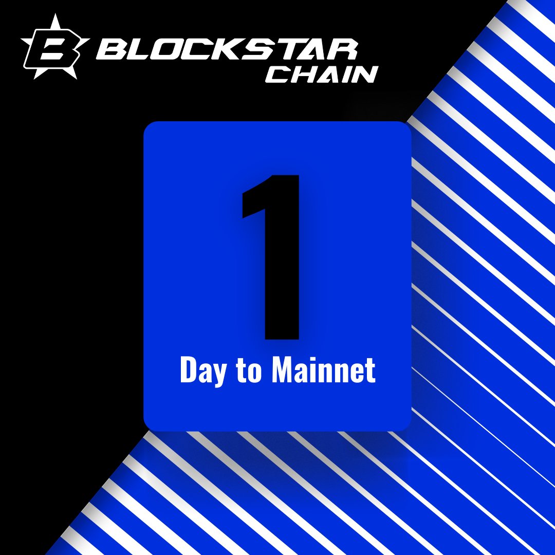 🔥🚀 1 Day to #BlockStar Chain Mainnet! 🚀🔥  

The wait is almost over! #BlockStarChain is built from the ground up to be high-performance, scalable, secure, and packed with real-world utility.  

With a fully integrated ecosystem, BlockStar Chain powers:  
✅ Decentralized