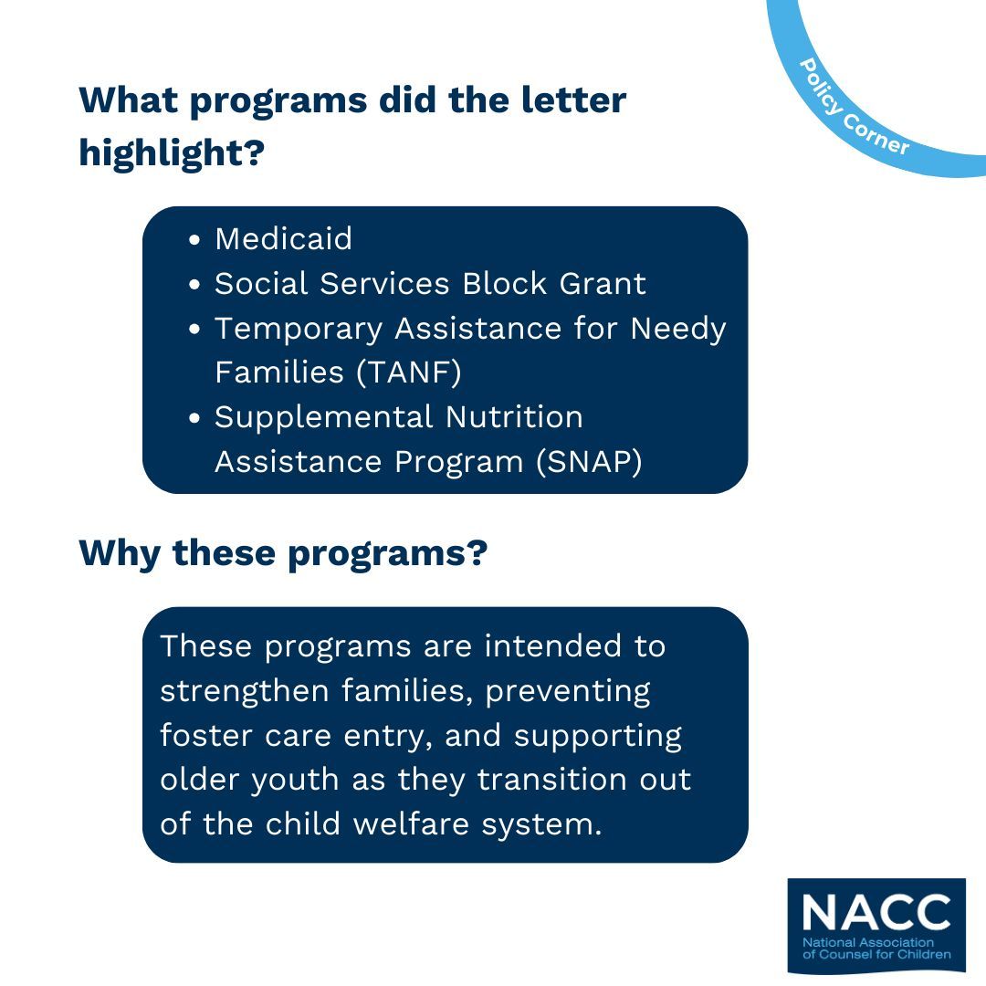In February, NACC joined a sign-on letter to Senate and House leadership. Congress has faced significant pressure to change funding for health and human services programs this year. These programs are vital for children and families—they must be preserved. bit.ly/3FuiohU