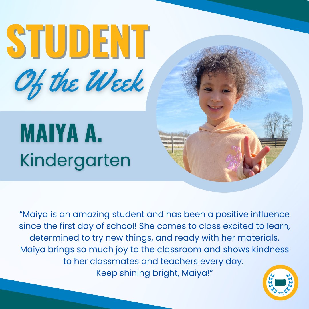 Congratulations to our Students of the Week - Maiya A.. (Kindergarten), Christian C. (8th Grade), and Clarice A. (9th Grade)🏆! Keep up the great work!🎉