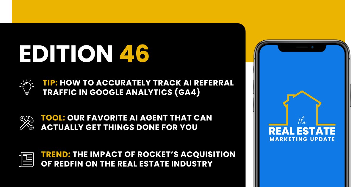 REMarketingTips's tweet image. Edition 46 (sponsored by @HubSpot) of our lead-generation newsletter for Realtors is out!  

This week&apos;s edition covers...

💡 How to Track AI Referral Traffic in GA4
🛠️ The Best AI Agent We&apos;ve Seen (Yet) 
📰 @Redfin Acquired: Good or Bad for the Industry?

🔗 link in the…