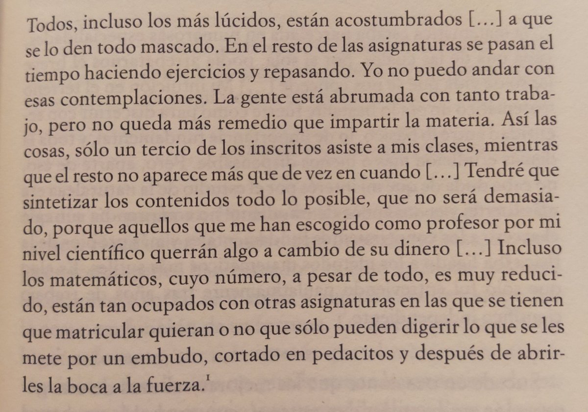 N-ésimo ejemplo de la burbuja en la que vivimos los profesores y que nos lleva a repetir siempre los mismos tópicos, cada uno con las generaciones que les tocan. Aquí Minkowski en 1987 sobre alumnado de la ETH (!) incluyendo estudiantes como Grossmann (!!) o Einstein (!!!).