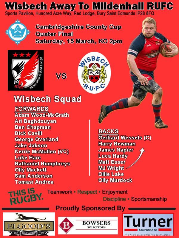 Wisbech RFC renew a rugby friendship with Mildenhall Red Lodge RFC tomorrow. The Clubs last played back in March 2022.