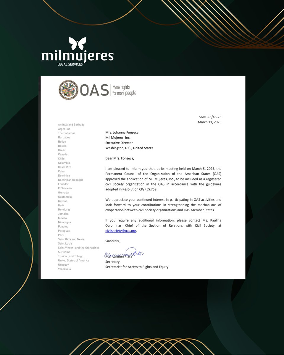 Con orgullo y mucha felicidad compartimos que ahora formamos parte del Registro Oficial de Organizaciones de la Sociedad Civil ante la OEA. 

<a href="/OEA_oficial/">OEA</a> <a href="/OEA_SocCivil/">OEA - Sociedad Civil</a>