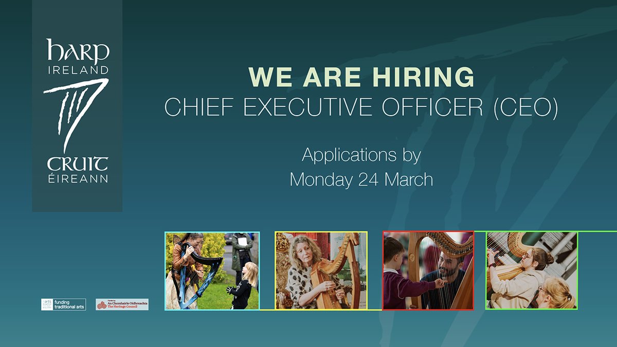 Last Chance to Apply for CEO at Harp Ireland!

The deadline is fast approaching! Are you ready to lead and make a real impact on the future of Irish music and culture.
Apply by: 24th March. harpireland.ie/cruit-eireann-…

#jobopportunity #hiringnow #hiring #irishharp #harp #harpireland