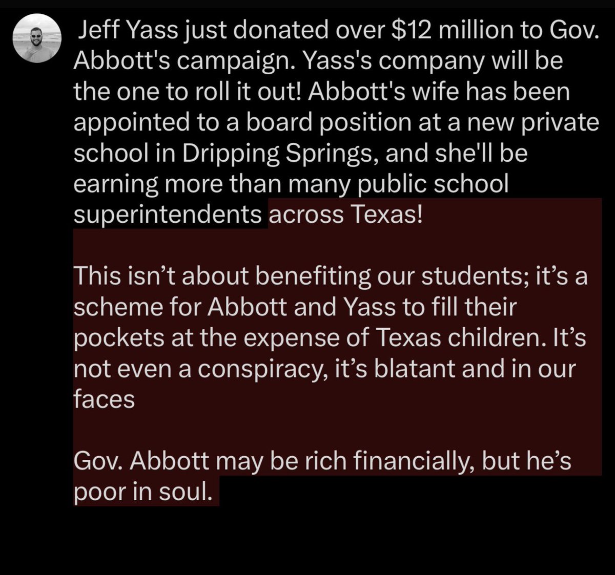 Tguinn11's tweet photo. Vouchers are a scam! Shame on you @GregAbbott_TX! https://t.co/hXvbfxn2jd