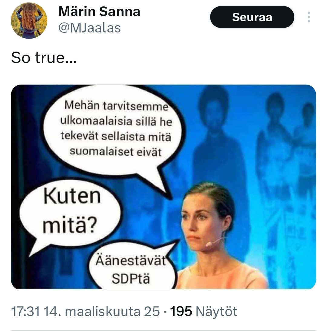 ulibotti's tweet photo. @MJaalas Tämä julkaisu on todettu äärimmäiseksi ulinaksi. #ulibotti #sekopää #sannamania #vuosi2025 #laitaoikeisto #disinformaatio #eitietoa #eiymmärrystä #eimitään #someulina #täyttäpaskaa https://t.co/tUMgK0piuE