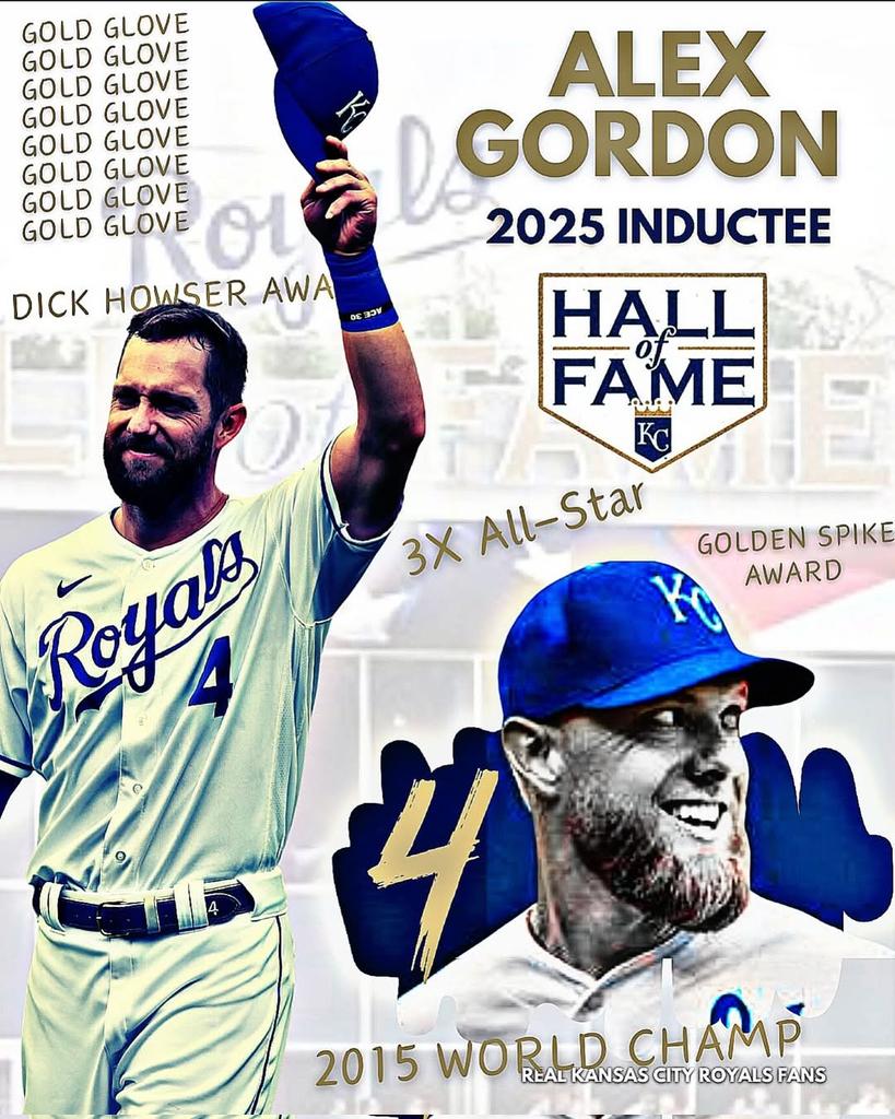 KCRoyalsGuard's tweet photo. Lets welcome Alex Gordon to the #Royals hall of fame. 100% deserves it. Congratulations. #alexgordon #kansascity https://t.co/dcMV4Qad2z