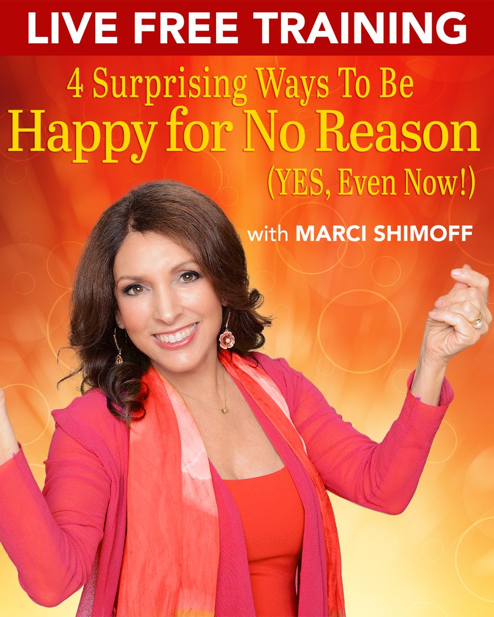 ShimoffMarci's tweet image. Join me LIVE tomorrow for a special online training...

👉FREE LIVE TRAINING: 4 Ways to Be Happy for No Reason (Yes, Even Now!)
🗓Day: Saturday, March 15
⏰Time: 9am PT / 10am MT / 11am CT / 12pm ET / 5pm GMT

Reserve your seat for tomorrow here: certifiedhappinesstraining.com/happy/
