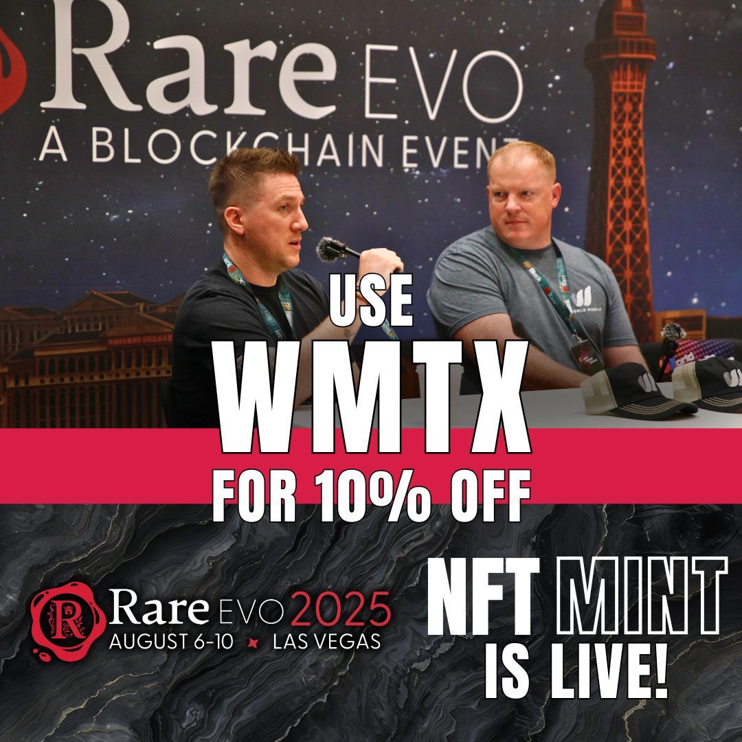 WorldMobilers's tweet image. We want to see the THE ENTIRE #WorldMobile Community at Rare Evo 2025!
It’s going to be an amazing time!
Use our code “WMTX” to save 10%!
We are also giving special, custom gifts to anyone using our code!
See you in Vegas, baby!
RareEvo.io