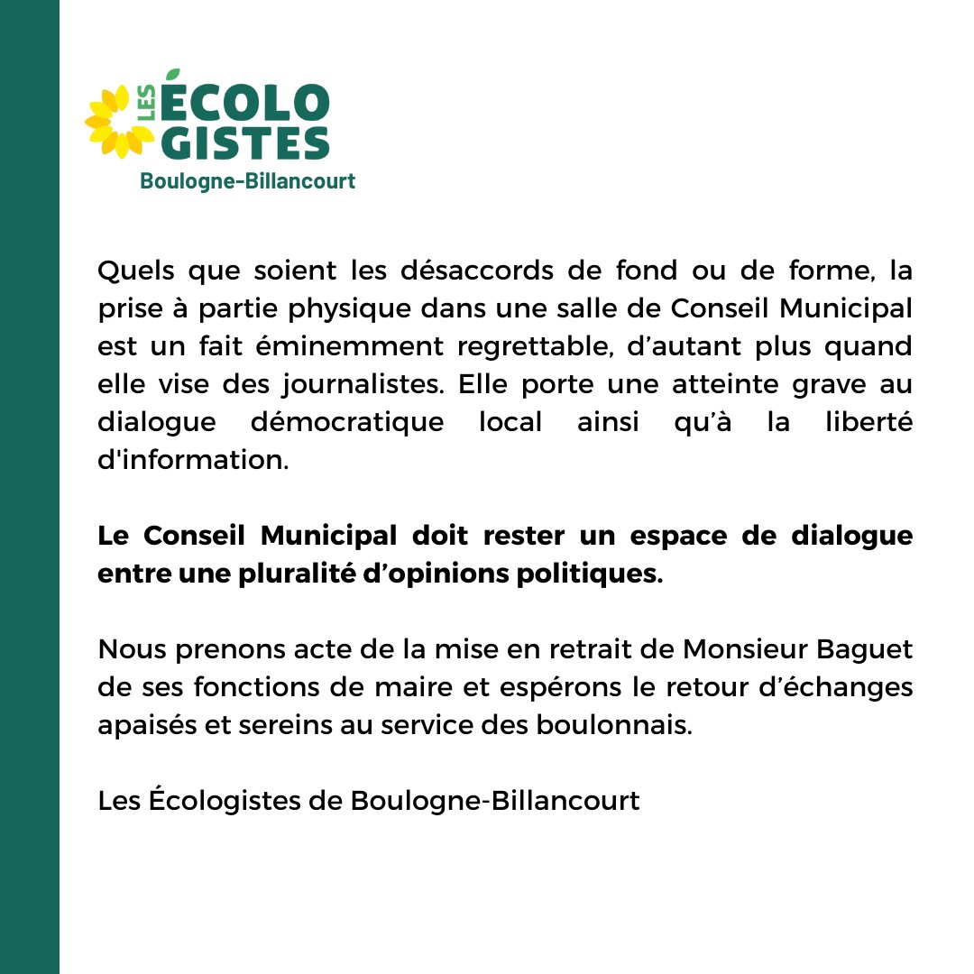 Communiqué des écologistes suite au conseil municipale du 13 mars.