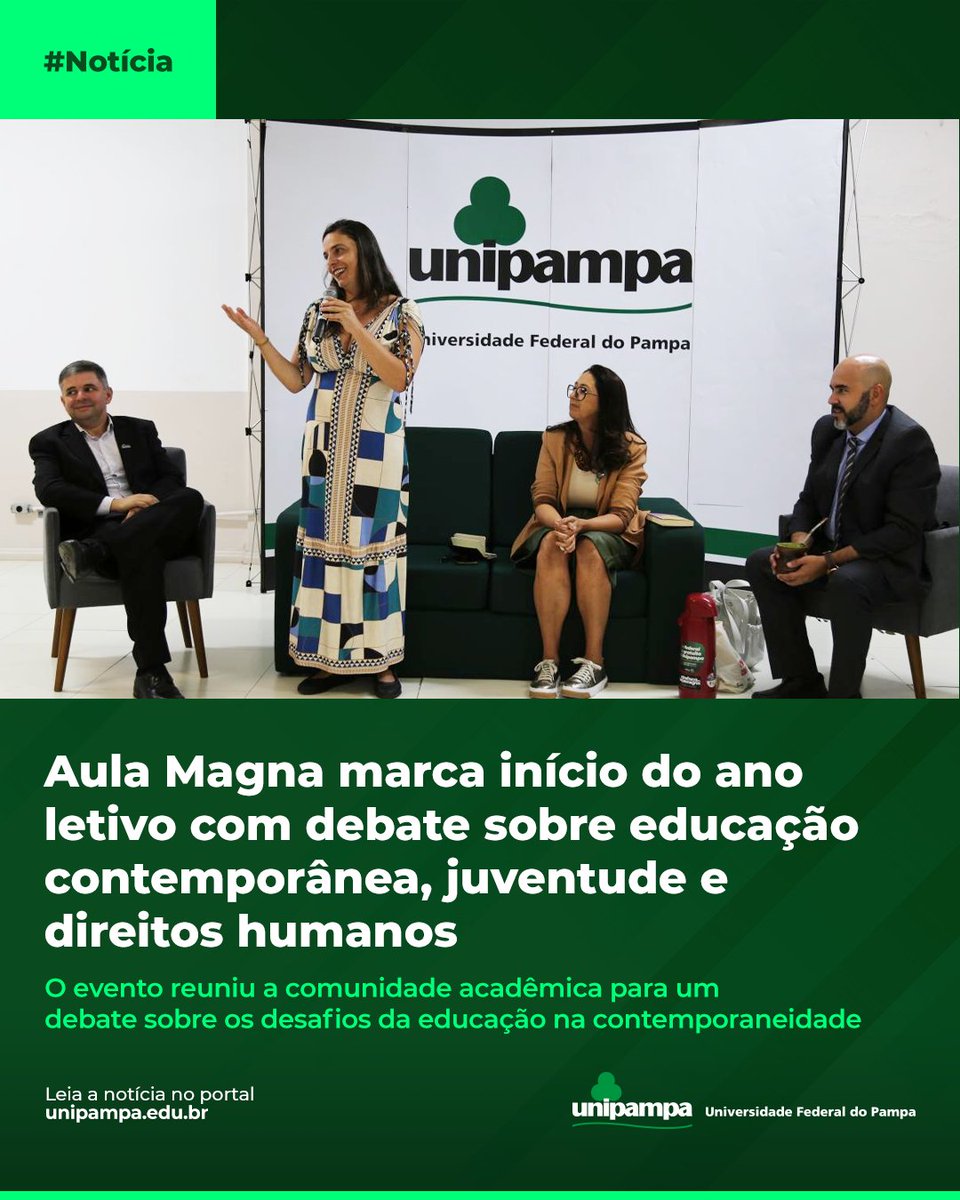 Aula Magna marca início do ano letivo com debate sobre educação contemporânea, juventude e direitos humanos

➡ Saiba mais em: mla.bs/d1e45146

#Unipampa #AulaMagna
