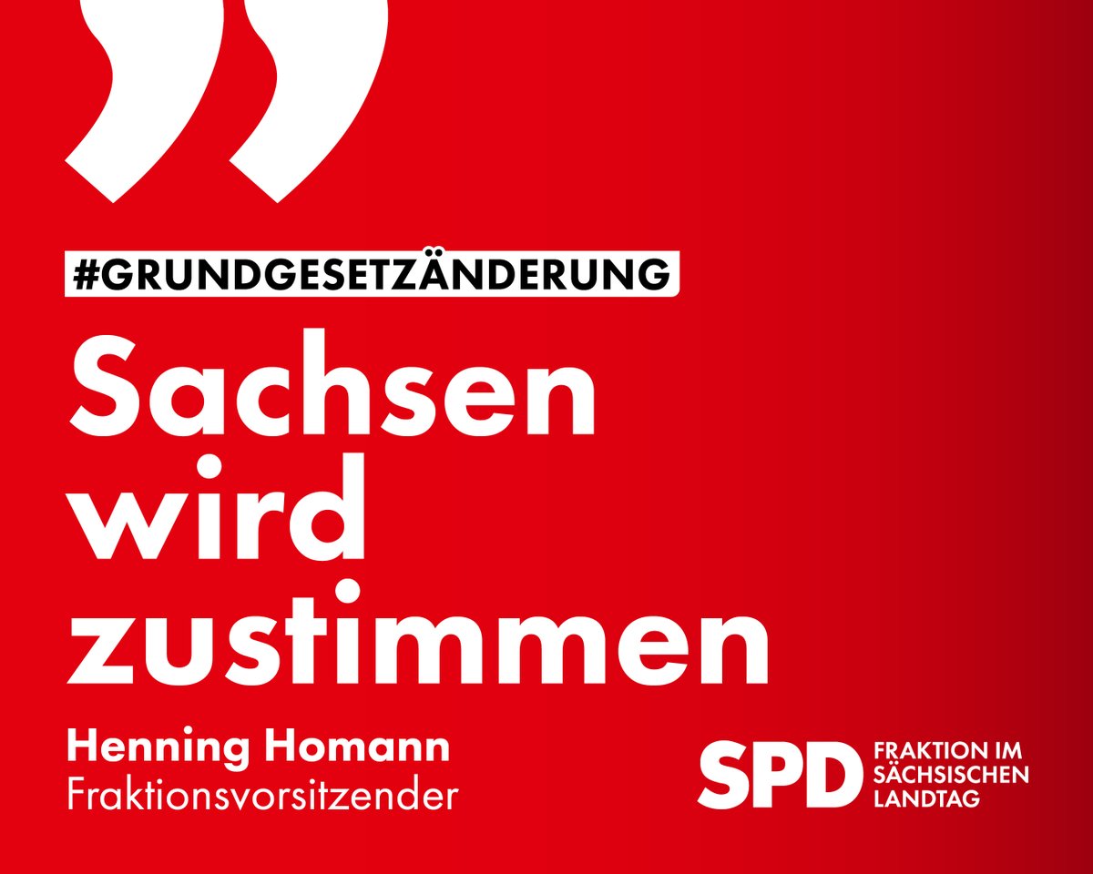 SPD-Fraktion Sachsen (@spdsaxlt) on Twitter photo Wir mĂŒssen unser Land verteidigungsfĂ€hig machen und gleichzeitig massiv in die Zukunft investieren. Die #GrundgesetzĂ€nderung ist dafĂŒr ein zentraler Schritt. Die Einigung mit den GrĂŒnen ist ein guter und notwendiger Kompromiss. - <a href="/HenningHomann/">Henning Homann</a>
spd-fraktion-sachsen.de/grundgesetzaen⊠Wir mĂŒssen unser Land verteidigungsfĂ€hig machen und gleichzeitig massiv in die Zukunft investieren. Die #GrundgesetzĂ€nderung ist dafĂŒr ein zentraler Schritt. Die Einigung mit den GrĂŒnen ist ein guter und notwendiger Kompromiss. - <a href="/HenningHomann/">Henning Homann</a>
spd-fraktion-sachsen.de/grundgesetzaenâŠ