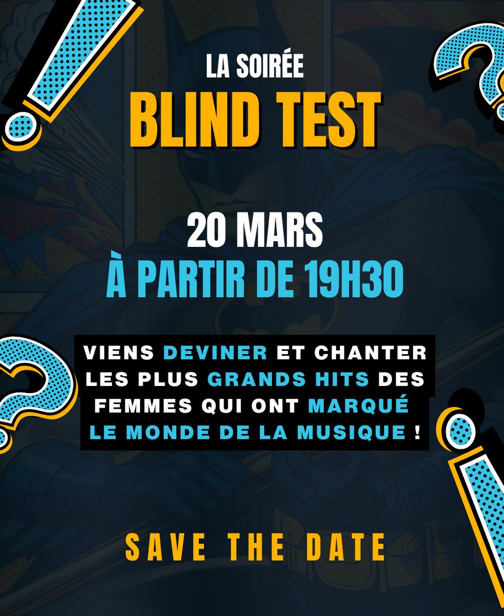 Who run the world ? 💪 GIRLS ! 💜

Viens chanter avec nous et tenter de deviner les plus grands hits des femmes qui ont marqué le monde de la musique ! 

Inscription : bit.ly/3DUbeD7
#blindtest #girlpower #batmanescape #musiquelive #soiree #bar #sortiesaparis