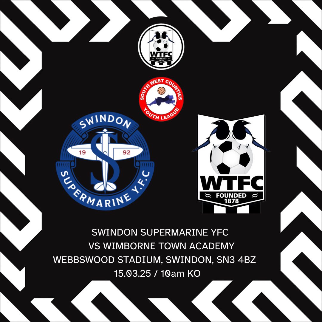 WTFC Academy (@wtfc_academy) on Twitter photo TOMORROW:
Our Academy travel to <a href="/SSYFCU18sSWC/">Swindon Supermarine Youth FC U18s SWC</a> in the <a href="/SWCYouthLeague/">South West Counties Youth League (U18)</a> cup
🆚 Swindon Supermarine YFC
🏆 South West Counties
🏟️ Webbswood Stadium
Swindon
📍SN3 4BZ
🗓️15.03.2025
⏰10am KO TOMORROW:
Our Academy travel to <a href="/SSYFCU18sSWC/">Swindon Supermarine Youth FC U18s SWC</a> in the <a href="/SWCYouthLeague/">South West Counties Youth League (U18)</a> cup
🆚 Swindon Supermarine YFC
🏆 South West Counties
🏟️ Webbswood Stadium
Swindon
📍SN3 4BZ
🗓️15.03.2025
⏰10am KO