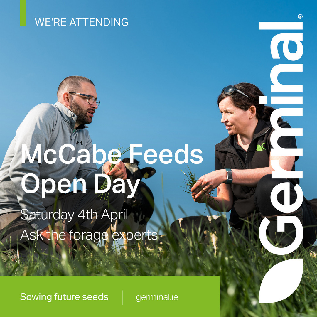 Germinal_Ire's tweet photo. Are you attending McCabe Feeds Open Day on Saturday 4th April?

Come and talk to our grassland expert Claire Bailey Archibald about our highly productive Climate Smart Restore mixtures and how they align with the latest DAFM guidelines. https://t.co/L3bM80wOnv