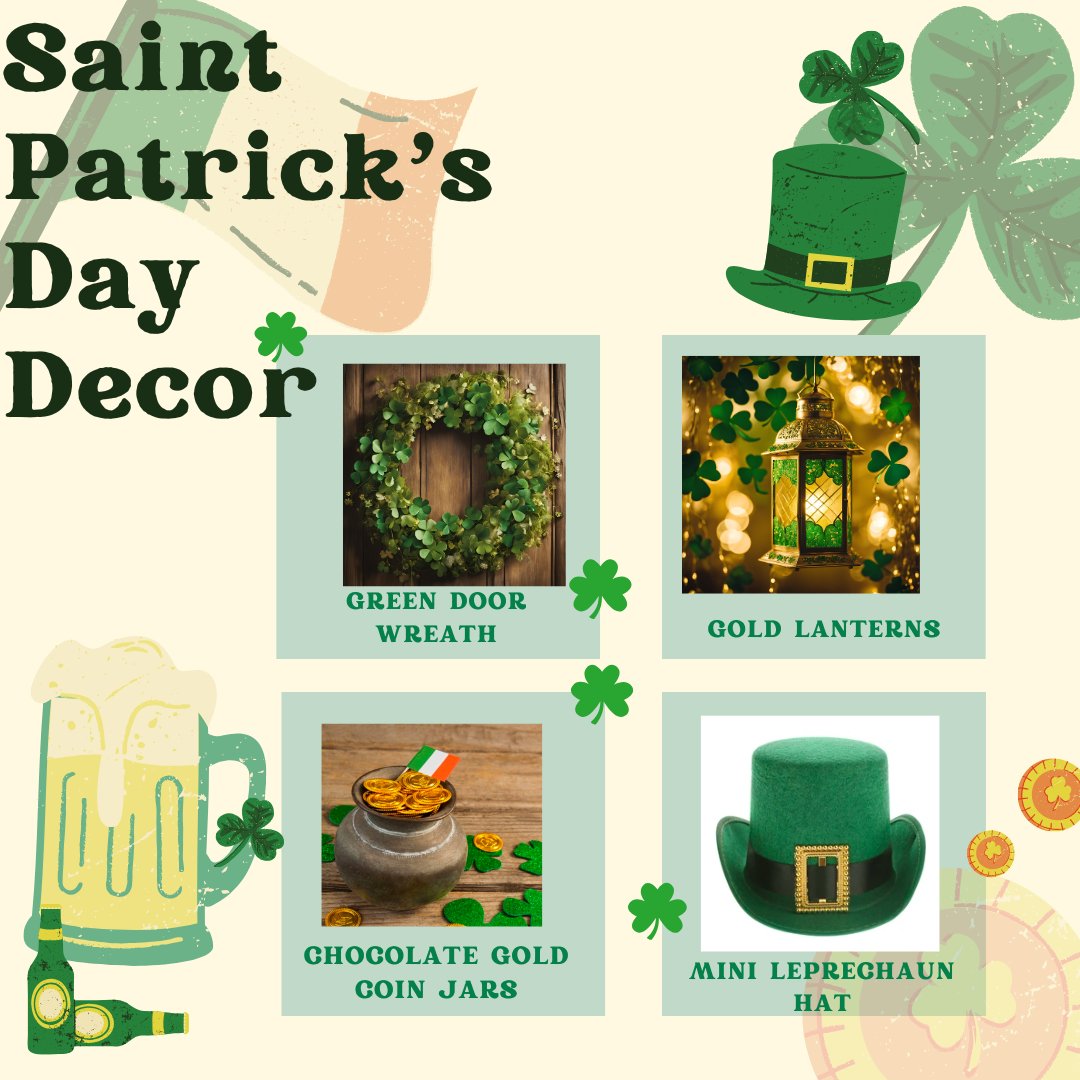 johnpeck77's tweet photo. Get your space ready for St. Patrick's Day with these lucky touches! 🍀 

Whether it's a pop of green, a little gold, or some shamrock charm, small details make your home feel festive and full of good fortune. 🌈✨ 

#StPatricksDayDecor #LuckyVibes #HomeDecor https://t.co/hvgDS3oeXi