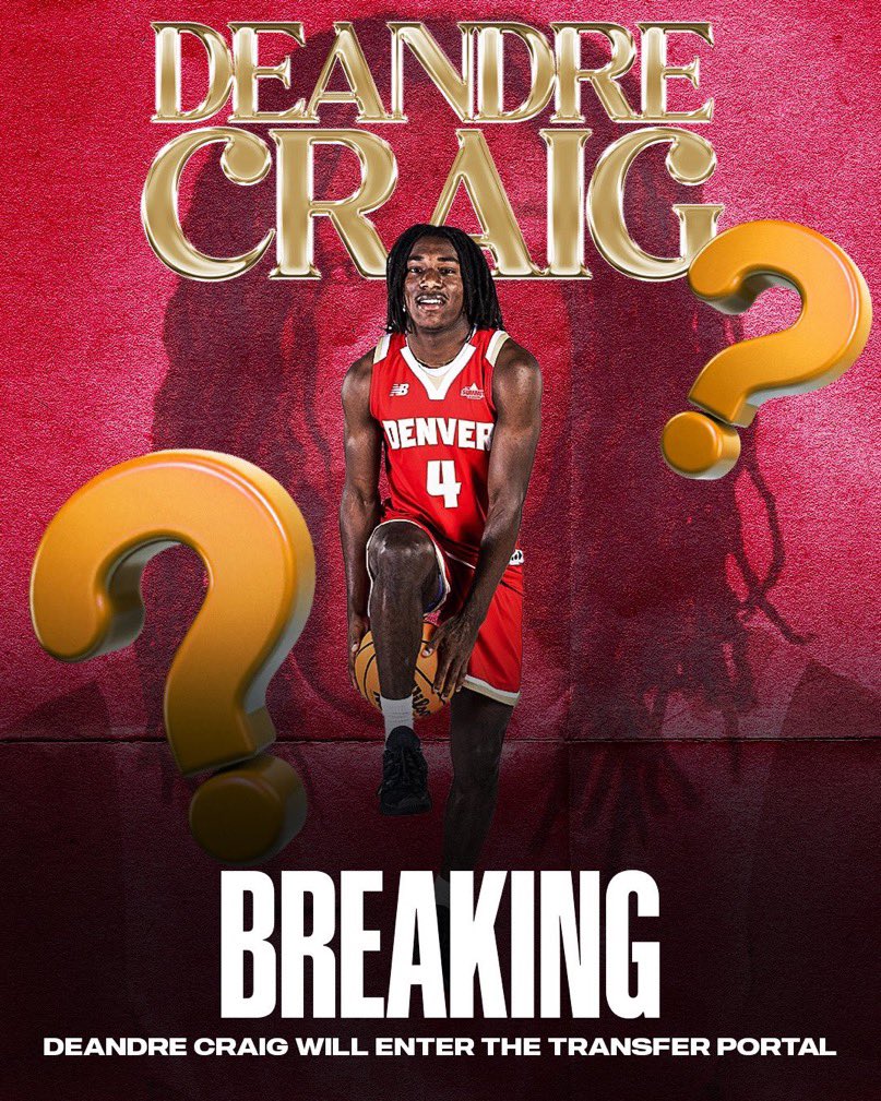 Tobias Bass (@tobias_bass) on Twitter photo NEWS: Denver guard Deandre Craig plans to enter the transfer portal, he tells <a href="/TheAthleticCBB/">The Athletic CBB</a>
He averaged 13.5 points, 3.7 rebounds and 2.7 assists per game NEWS: Denver guard Deandre Craig plans to enter the transfer portal, he tells <a href="/TheAthleticCBB/">The Athletic CBB</a>
He averaged 13.5 points, 3.7 rebounds and 2.7 assists per game