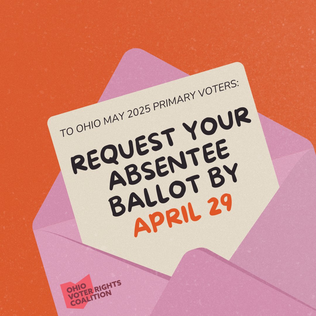 Boards of Elections have started mailing out requested absentee ballots! The ballot request deadline is April 29, so don't wait. 

If you wish to vote by mail, request your ballot today: ohiosos.gov/elections/vote…