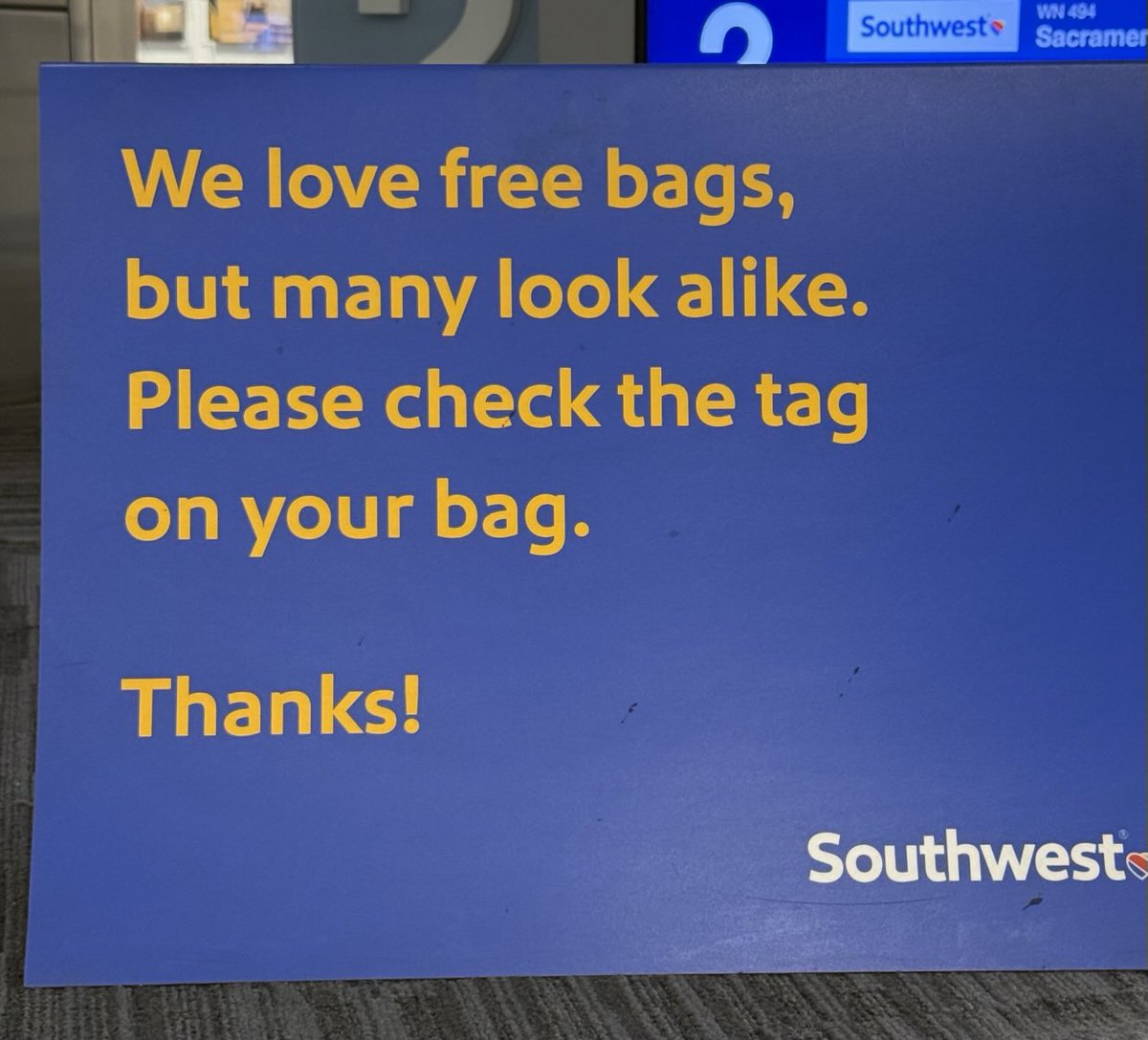 jaylemoine's tweet photo. .⁦@SouthwestAir⁩, do you really love free bags? https://t.co/lfwiw5MtfS