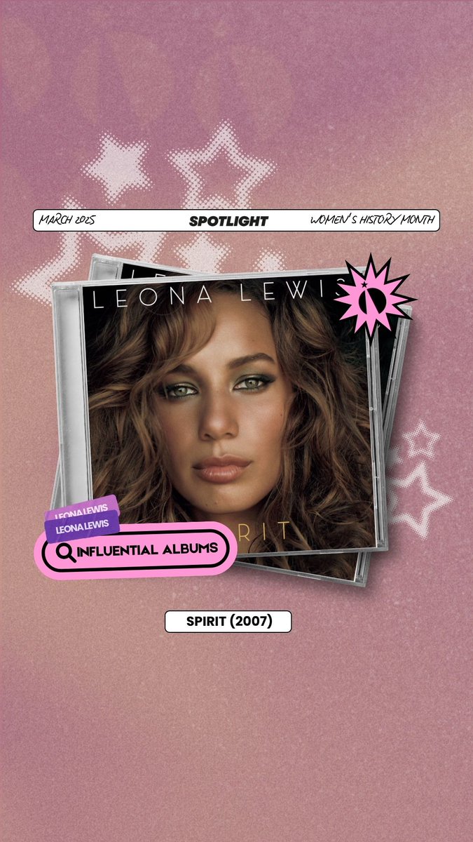 We’re celebrating 𝗪𝗼𝗺𝗲𝗻'𝘀 𝗛𝗶𝘀𝘁𝗼𝗿𝘆 𝗠𝗼𝗻𝘁𝗵 by shining our spotlight on 🔦 Influential Female Albums 🤩  Next up  keeps getting 𝘣𝘦𝘵𝘵𝘦𝘳 𝘸𝘪𝘵𝘩 𝘵𝘪𝘮𝘦, none other than <a href="/leonalewis/">Leona Lewis</a>!👏 

𝙰𝚕𝚋𝚞𝚖: Spirit 🎶
𝚁𝚎𝚕𝚎𝚊𝚜𝚎 𝙳𝚊𝚝𝚎: September 2007 📆