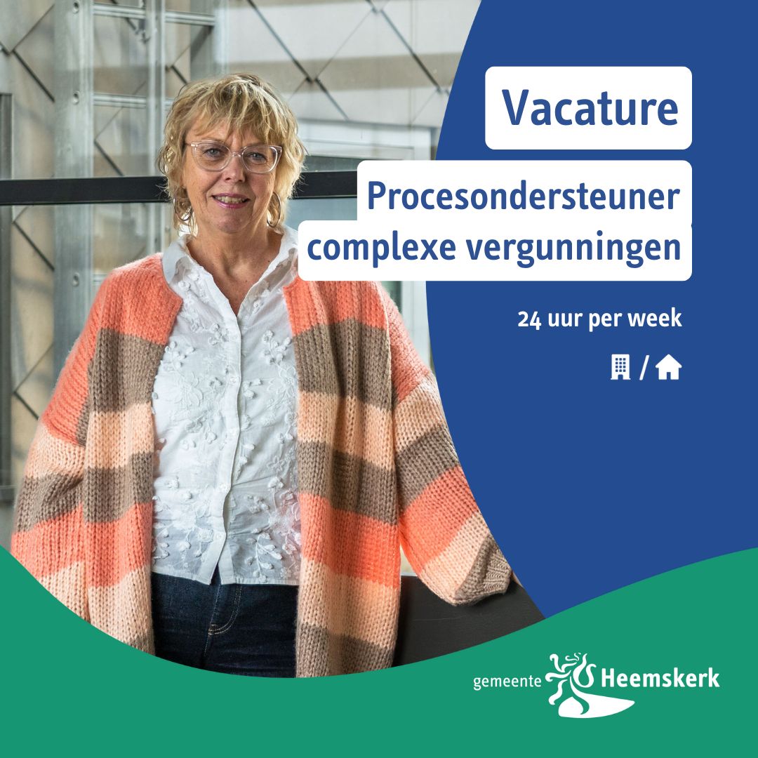 Vacature | Procesondersteuner complexe vergunningen

Zorg jij voor een vlotte vergunningverlening? 📑 Als procesondersteuner in Heemskerk ondersteun je casemanagers en optimaliseer je processen.

Solliciteer vóór 4 april ⤵️
werkenbij.heemskerk.nl/vacatures/proc…

#vacature #gemeenteheemskerk