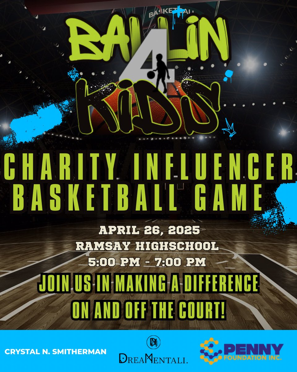 🏀 Get ready to BALL for a cause! Join me at Ballin 4 Kids on Saturday, April 26th at Ramsay High School’s Main Gymnasium for a day of hoops, fun, and giving back. 🎟️ Tickets available now: eventbrite.com/e/ballin-4-kid… 
! #Ballin4Kids #HoopsForGood