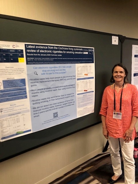 CochraneTAG's tweet image. #SRNT 2025 New Orleans
@DrARButler shared findings from #Cochrane living review of #ecig to #QuitSMOKING  90 studies 29,000+ people.  Evidence nicotine #vapes help more quit at 6 mths+ than NRT
@CRUK_Policy funded
@Oxford_TAG @CochraneTAG  
cochranelibrary.com/cdsr/doi/10....