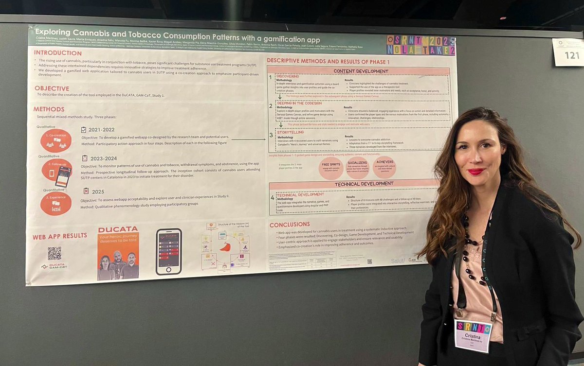 Tobacco Control Unit (ICO-IDIBELL) (@tobcontrolunit) on Twitter photo Dr Cristina MartĂnez <a href="/CrisMarMar/">Cristina Martinez</a> from <a href="/ICO_oncologia/">Institut CatalĂ d'Oncologia</a> <a href="/idibell_cat/">IDIBELL</a> @CIBERES <a href="/UniBarcelona/">Universitat de Barcelona</a> presented our collaborative work on participatory process to develop #gamification app to monitor patterns of #cannabis and #tobacco use patterns among Spanish adults at <a href="/srntorg/">SRNT</a>
#SRNT2025 Dr Cristina MartĂnez <a href="/CrisMarMar/">Cristina Martinez</a> from <a href="/ICO_oncologia/">Institut CatalĂ d'Oncologia</a> <a href="/idibell_cat/">IDIBELL</a> @CIBERES <a href="/UniBarcelona/">Universitat de Barcelona</a> presented our collaborative work on participatory process to develop #gamification app to monitor patterns of #cannabis and #tobacco use patterns among Spanish adults at <a href="/srntorg/">SRNT</a>
#SRNT2025
