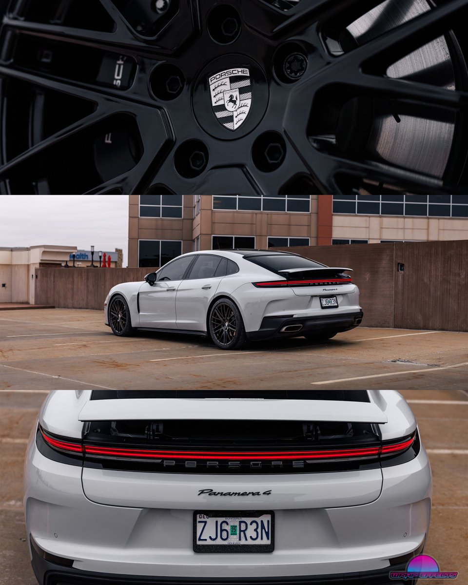 WrapEffectsKC's tweet photo. Overhaul for this brand new Porsche Panamera! Full chrome delete completed in @3mfilms High Gloss Black! Along with that, we also got the wheels powder coated to match the look &amp; got the windows tinted as well!
———
🏎: Porsche Panamera 4
Wrap: @3mfilms High Gloss Black
——— https://t.co/9FZUJD1Tc7