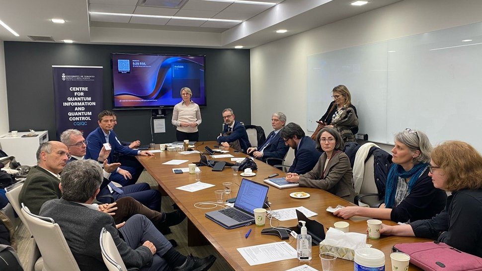 Strengthening 🇨🇦🇮🇹 collaboration! The Italian delegation from <a href="/INFN_/">INFN</a> , <a href="/CNRsocial_/">CNR Consiglio Nazionale delle Ricerche</a> and <a href="/ENEAOfficial/">ENEA</a> visited <a href="/UofT/">University of Toronto</a> <a href="/CQIQC_Toronto/">CQIQC</a> Centre for Quantum Information to explore advancements in #quantumtechnologies. An important step in fostering cooperation, alongside <a href="/creativedlab/">Creative Destruction Lab (CDL)</a>.🤝