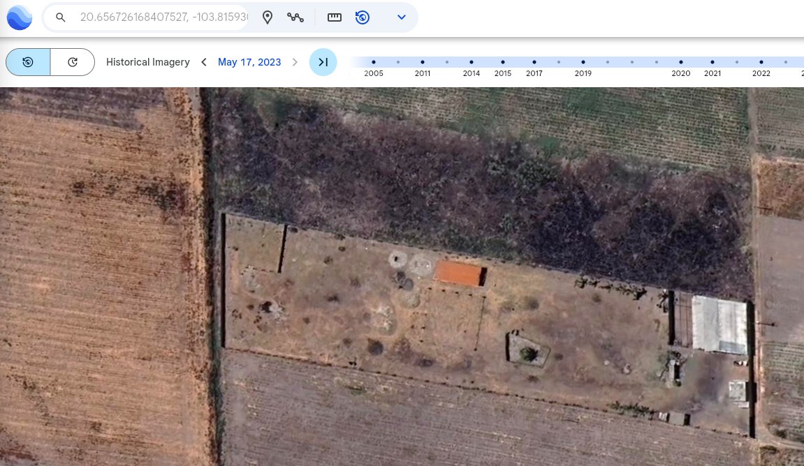 Pues el campo de exterminio de Teuchitlán, no existía en el sexenio de Calderón, se puede ver en Google Earth. 

earth.google.com/web/search/20%…