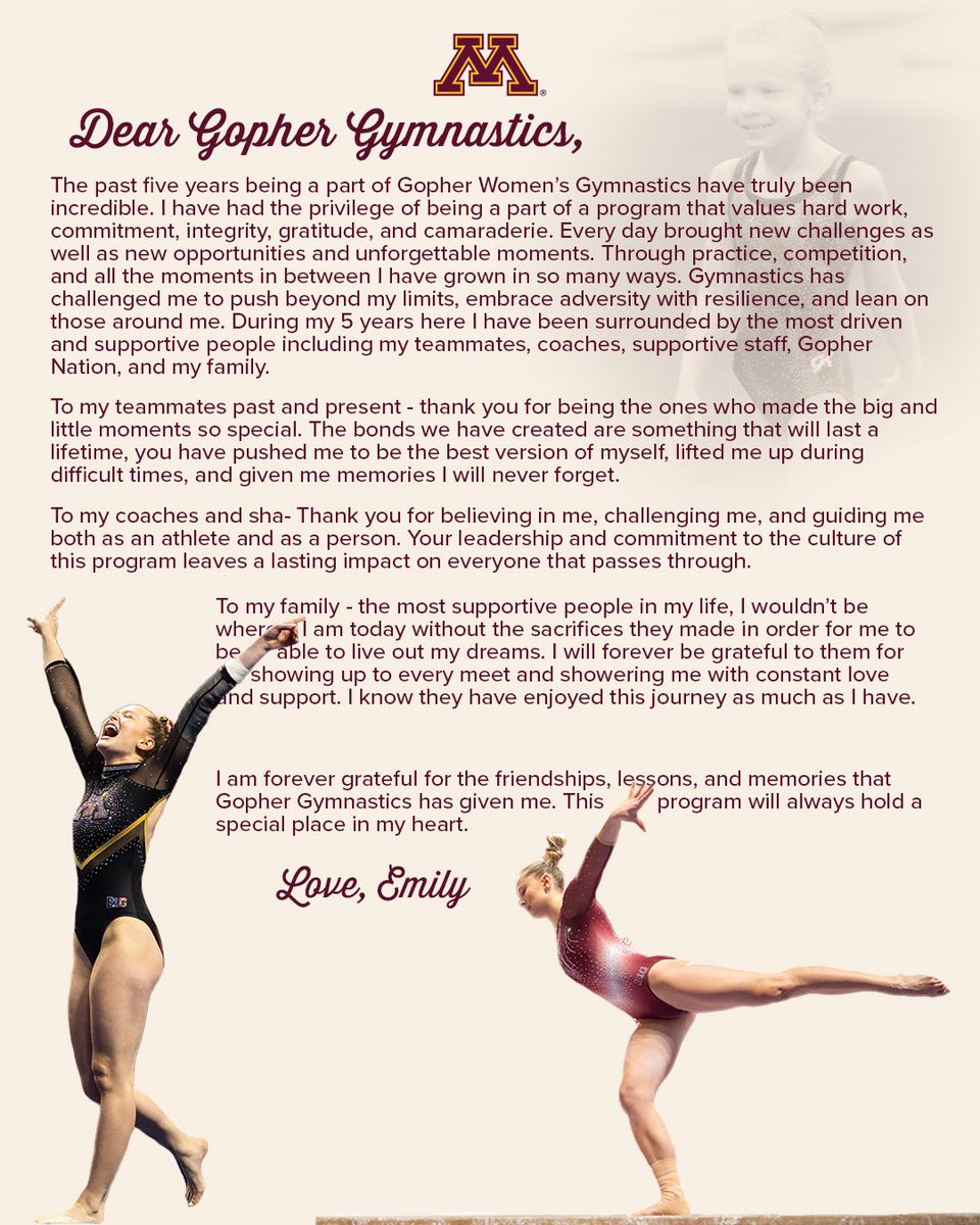 GopherWGym's tweet photo. 𝓢𝓮𝓷𝓲𝓸𝓻 𝓦𝓮𝓮𝓴 

From Bloomington, Minnesota, Emily Koch!

Thank you for being a Gopher 💛

#Team51 | #JustOne https://t.co/rMqdsp98dc