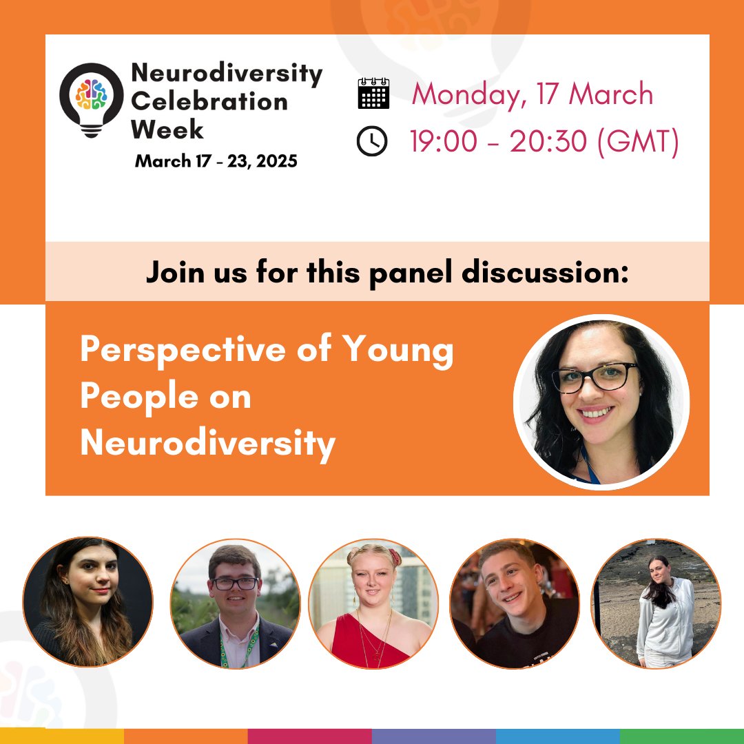 Join us for this panel discussion 🌟 Perspective of Young People on Neurodiversity🌟 Sign up for free at eu1.hubs.ly/H0hxtsk0.

#NeurodiversityCelebrationWeek #NeurodiversityWeek #NCW #ThisIsND #NeurodiversityAwareness #GenZ