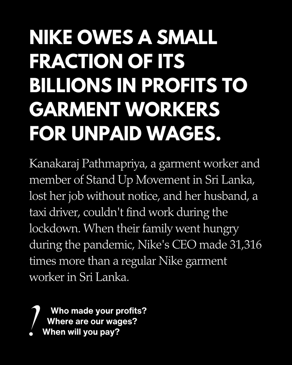 asia_floorwage's tweet photo. Nike has billions for everything—except its own workers. 

If Nike can make its top shareholders billionaires, they can pay their workers. 

Nike’s wealth is built on invisibilised labour. It’s time Nike sees them and pays up. https://t.co/sC9MBKXMTn