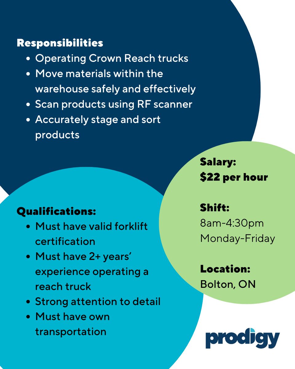 ProdigyStaffing's tweet image. We&apos;re hiring! #ProdigyPersonnel is looking for a Forklift Operator to join our team in Bolton, ON. 

📩 Apply today! Send your resume to  virtualteam@prodigypersonnel.com
#JobOpportunity #ForkliftOperator #lookingforjob #Bolton