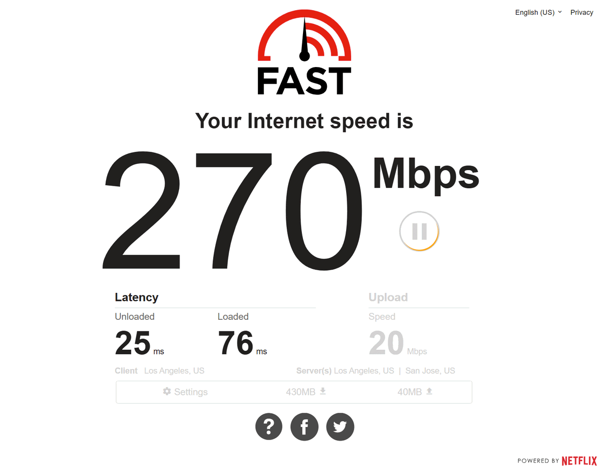 DisableMyCable's tweet image. What's your home Internet speed? My Verizon 5G Home Internet has a max speed of 300Mbps. Below is typical of what I get. Check and post your speed! fast.com