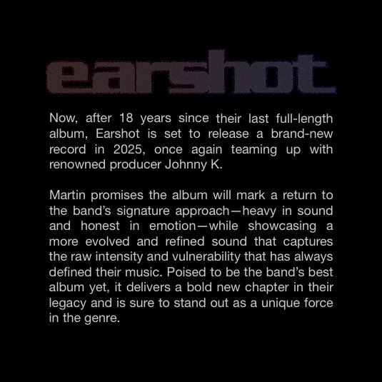 This is, without a doubt, the best album we’ve ever made. We’re so damn proud of what we’ve created, and we can’t wait for you to hear it. It’s almost here. Stay with us, because this is just the beginning. 🎸🔥
#Earshot #NewAlbum #ComingSoon #RockIsAlive #HeavyAndHonest