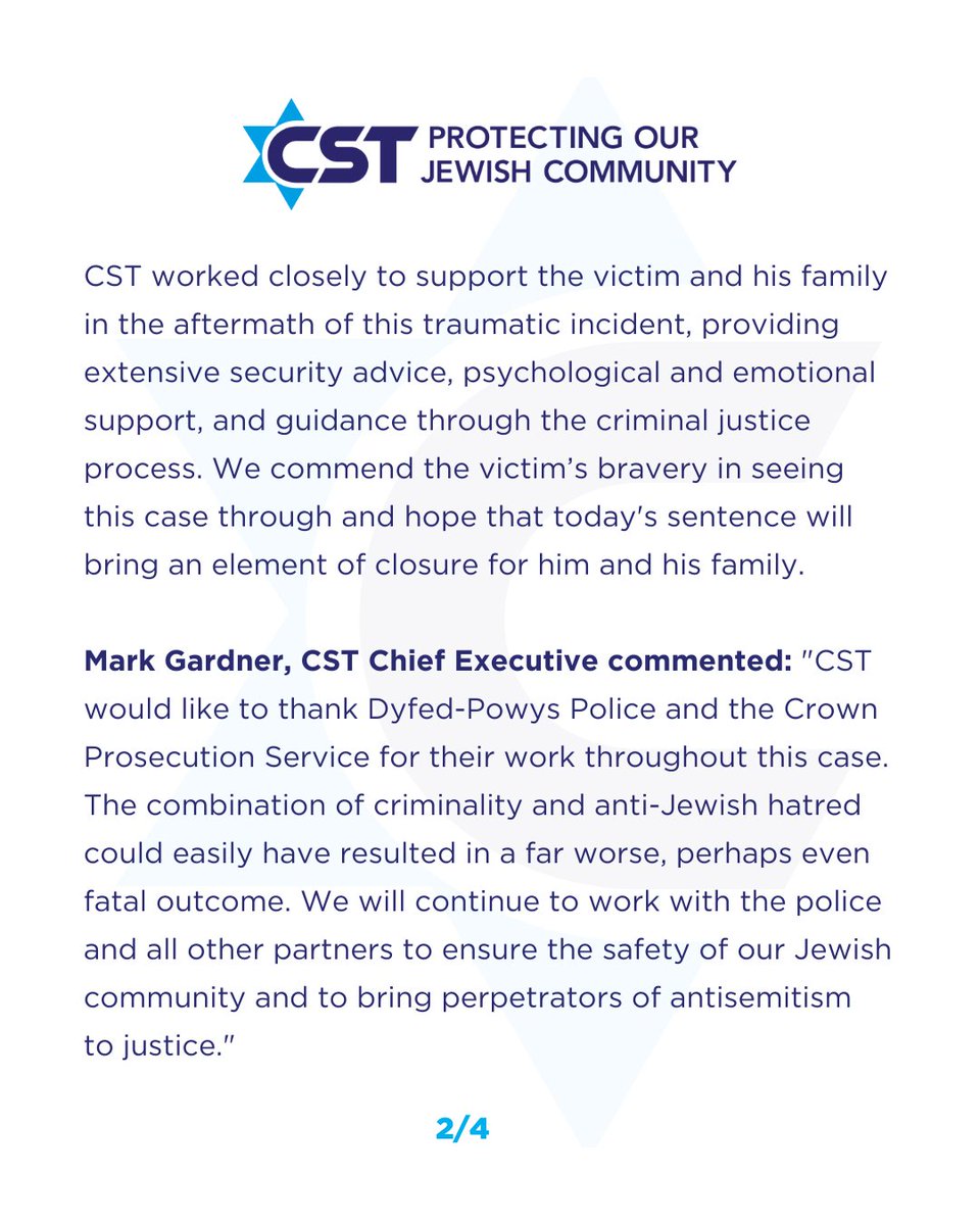 CST_UK's tweet image. CST welcomes the sentencing of Faiz Shah, Mohammad Comrie and Elinaj Ogunnubi-Sime to eight years and one month imprisonment each for the appalling kidnapping and assault of a J­­­ewish-Israeli music producer, who was lured from London to West Wales using the pretence of a fake…