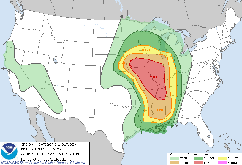 LimWeather's tweet photo. D1
#ModerateRisk in C US esp #StLouis,#Peoria,#SpringfieldIL,#Paducah,#Davenport,#DesMoines,#Memphis,#Southaven,#JacksonTN,#Jonesboro,#Paducah
15SIG #Tornado/45SIG #Wind/30SIG #Hail risks
#Wxx #WxTwitter #SPC #SevereWx #ARwx #TNwx #Kywx #MOwx #STLwx #ILwx #IAwx #INwx #MSwx #ALwx https://t.co/OZELZca1yB