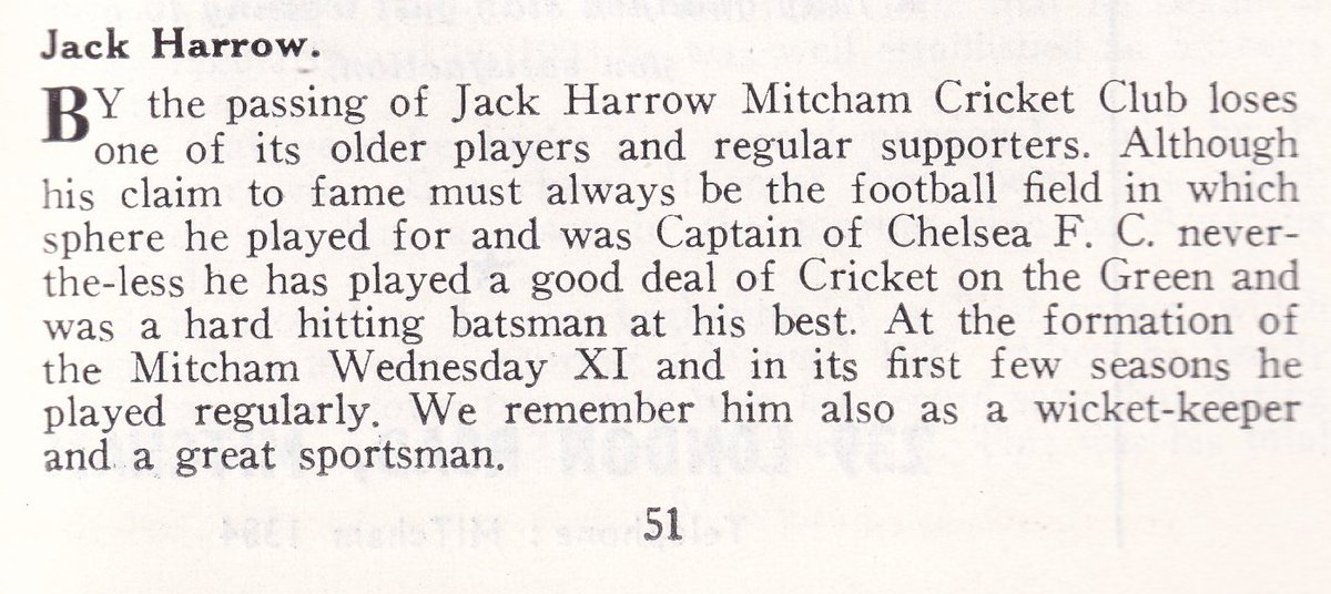 MitchamNotes's tweet image. Interesting book from Adrian Gault of the Mitcham Cricket Club about Jack Harrow, Chelsea footballer (1911 - 1926) and Mitcham cricketer! Proceeds going towards @MitchamCC and restoring his grave. Book inspired by his obit in cricket club&apos;s 1959 yearbook. amzn.eu/d/dEHJ5Hs