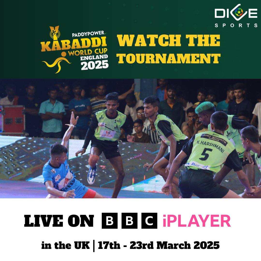 DICE Verse (@godiceverse) on Twitter photo The <a href="/kabaddiwc2025/">kabaddiworldcup2025</a> is coming to your screens!
World-class teams, high-intensity matches, one global stage.
Don't miss a second of the action – watch it live on <a href="/BBCiPlayer/">BBC iPlayer</a> from 17–23 March 2025 in the UK.
#DICEVerse #kabaddiworldcup2025 #kwc2025 #bbc #bbciplayer The <a href="/kabaddiwc2025/">kabaddiworldcup2025</a> is coming to your screens!
World-class teams, high-intensity matches, one global stage.
Don't miss a second of the action – watch it live on <a href="/BBCiPlayer/">BBC iPlayer</a> from 17–23 March 2025 in the UK.
#DICEVerse #kabaddiworldcup2025 #kwc2025 #bbc #bbciplayer