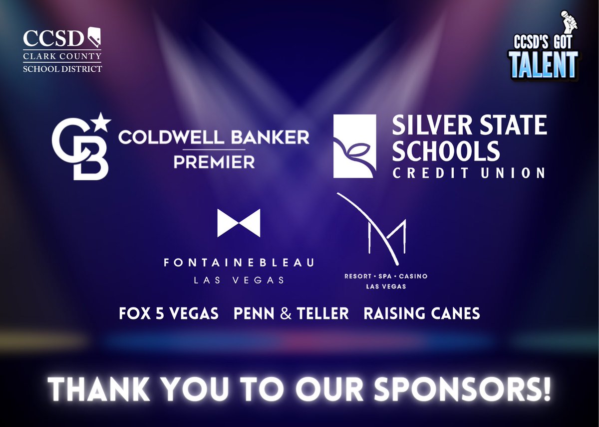 A huge THANK YOU to our incredible partners for sponsoring CCSD’s Got Talent: A Singing Competition!
Because of them, we were able to celebrate the voices and talents that are part of what makes CCSD so special. We are so grateful for their support!