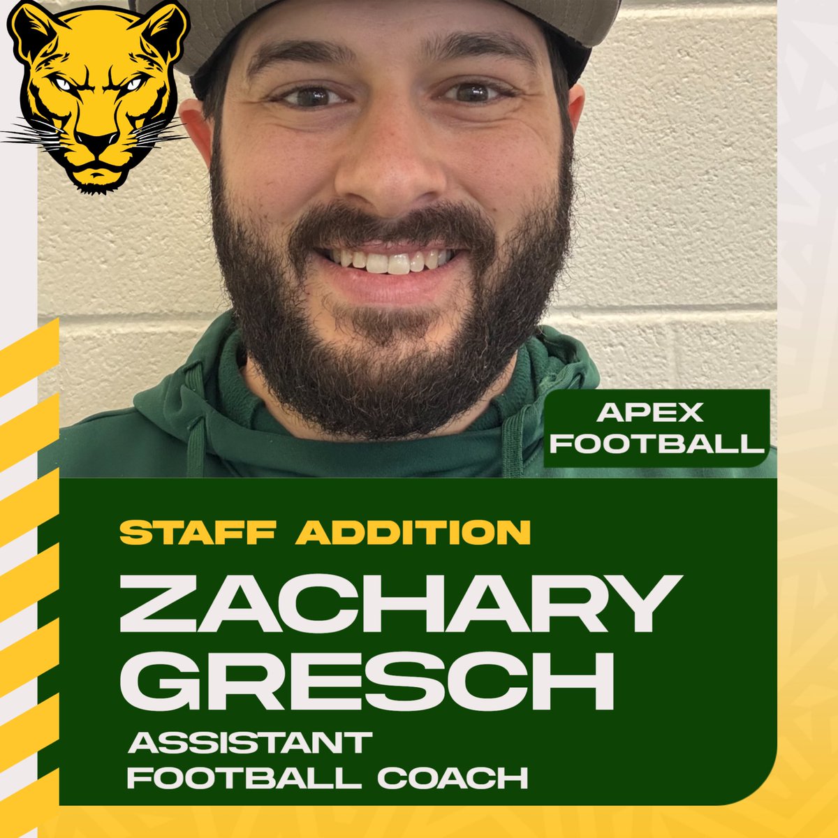 Apex High School Football (@apexfb) on Twitter photo Apex Football is excited to announce an addition to our staff, in Coach Gresch! He is a current math teacher here at AHS, and brings a wealth of knowledge and passion to our staff! Welcome Coach Gresch! <a href="/apexcougarclub/">Apex Cougar Club</a> <a href="/apexhsathletics/">Apex Athletics</a> Apex Football is excited to announce an addition to our staff, in Coach Gresch! He is a current math teacher here at AHS, and brings a wealth of knowledge and passion to our staff! Welcome Coach Gresch! <a href="/apexcougarclub/">Apex Cougar Club</a> <a href="/apexhsathletics/">Apex Athletics</a>