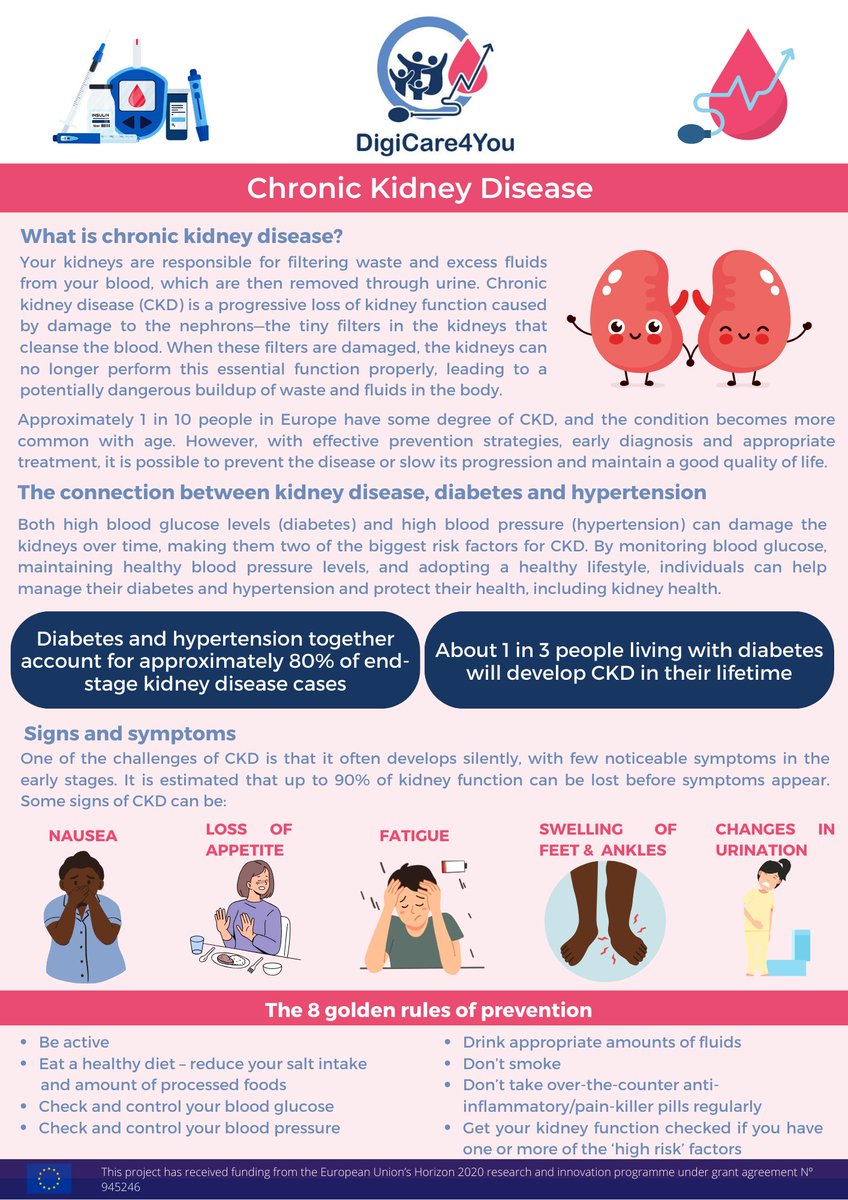 ⚠️Diabetes and hypertension together account for 80% of end-stage kidney diseases cases making them two of the biggest risk factors for chronic kidney disease (#CKD).

Solutions like DigiCare4You, which focus on preventing and improving the management of type 2 diabetes and