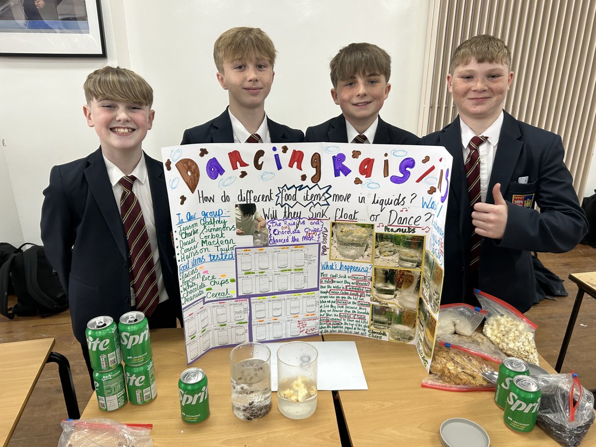 PATKingsSchool's tweet photo. The solar system... Why do hamsters sleep in the daytime?... Dancing Raisins... The Biscuits Test... Year 7 have covered it all! 🪐 🐹 🍪 Well done to everyone for the hard work, as well as the help and support from their families. #ScienceFair2025 https://t.co/2bLQJd95as